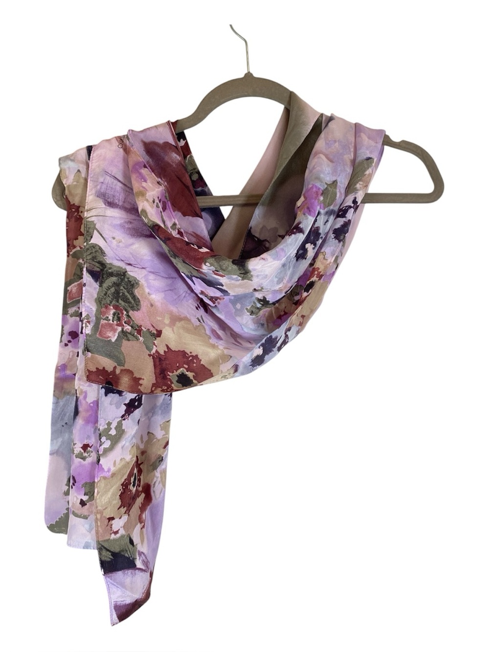 CYNTHIA ROWLEY Lavender Floral Watercolor Silk Scarf - Picture 2 of 6